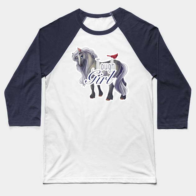 Tough Girl Horse Baseball T-Shirt by Unicornarama